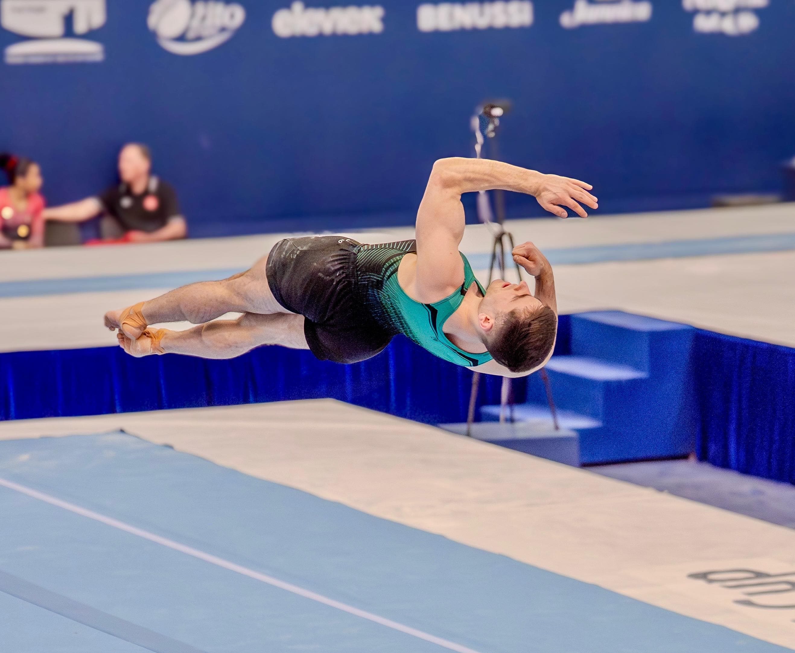 Eamon Montgomery competing in gymnastics